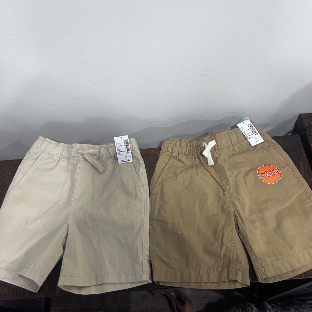 The Childrens Place Boys Chino Shorts 2 Pack Tan Beige 3T NWT